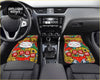 Custom hello cat floor mats featuring vibrant red and gold lucky cat design with chinese characters