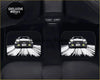 Custom initial ae86 black car floor mats with white stylized toyota ae86 illustration and dynamic speed lines