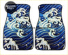 Custom Japanese blue waves floor mats with blue and white wave pattern inspired by Hokusai for car interiors