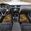 Custom japanese waves floor mats with golden and brown wave patterns for stylish car interiors