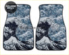 Custom japanese waves floor mats featuring blue and white car mats with hokusai the great wave off kanagawa print