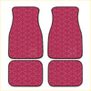 Set of four maroon custom japanese waves car floor mats with white wave pattern and black trim for cars