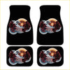 Custom jdm japanese floor mats black set of four with red and orange floral wave design for car interiors