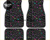 Custom leopard bean floor mats with black base and vibrant pink purple teal yellow leopard print pattern