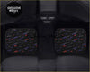 Custom leopard floor mats made of black material with colorful red blue and gray abstract splatter patterns