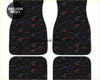 Custom leopard floor mats black car mats with vibrant red purple and gray abstract streak pattern