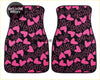 Custom love hearts floor mats with pink and black heart patterns designed for car interiors and easy cleaning