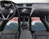 Custom mount fuji and japanese sunrise car floor mats in black and red with sunburst design for stylish interior flair