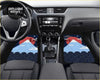Custom mount fuji blue and red mountain-themed car floor mats with wave patterns for a stylish japanese sunrise look
