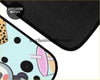 Black textured custom panda boba car floor mat with playful pastel cartoon characters and polka dots design
