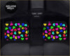 Colorful heart patterned custom rainbow hearts car floor mats with black background for stylish car interiors