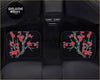 Custom red cherry blossom floor mats with black base and vibrant red flowers on gray branches for car interiors
