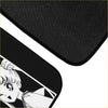 Black textured mousepad with white line art illustration of sailor moon perfect for custom sailor moon floor mats