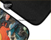 Black textured custom shimonada car floor mat with vibrant teal orange blue and gray abstract floral design