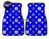 Custom skull shuriken blue floor mats with white skull and diamond pattern inspired by louis vuitton design
