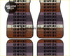 Set of four custom universal bride style car floor mats with bold black text on brown and purple stripes