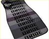 Gray and black striped custom universal bride style car floor mat with bold block letters for stylish car interiors