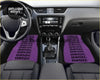 Custom universal bride style purple car floor mats with plush textured material and bold black lettering