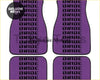 Custom universal bride style car floor mats in purple with black bride lettering in a grid pattern