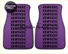 Purple custom universal bride style car floor mats with black bride lettering in a grid pattern for interior use