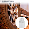 Chrome finished d wheel lock lug nut with hex head and cylindrical body for securing toyota wheels against theft