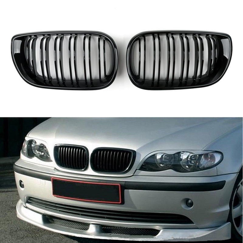 BMW E46 3 Series 4-Door Front Kidney Grill Double Rib (2002-2005)