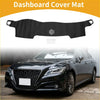 Black dashboard cover mat for toyota crown s180 with circular vent opening and reinforced handles for easy install