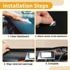 Black adhesive dashboard cover for Toyota Hilux 150 series 2005-2015 with textured backing and alignment guides