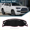 Black dash cover mat with red trim and cutouts shown next to white toyota 4runner for toyota 86 zn6 2012 sun protection