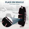 Black dashboard cover mat for Toyota RAV4 2019-2024 with red trim and white reflective strips on center console