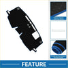 Black polyester dashboard cover mat for Toyota Sienna 2011-2023 with blue trim white floral embroidery and anti-slip silicone