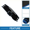 Black polyester dashboard cover mat for Toyota Tundra 2014-2021 with blue trim and anti-slip silicone edges
