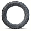 Delium terra raider at-x black rubber tire with aggressive tread and tirra raiders branding for offroad use