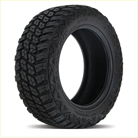 Black rubber DELIUM terra raider m T 265 50 R20 tire with aggressive terra hunter tread for off-road use