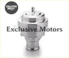 Shiny chrome-finished diesel blow off valve with cylindrical body and threaded ports for performance exhaust recirculation