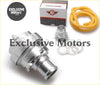 Shiny chrome diesel blow off valve with angular design and threaded ports for performance intake manifold use