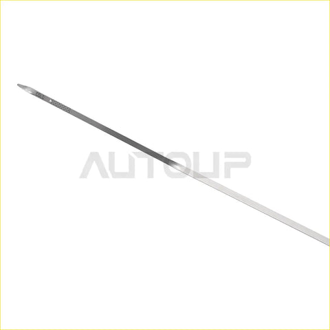 Silver metal dipstick with pointed tip and engraved markings for transmission oil level on ford f-150 2005-2008