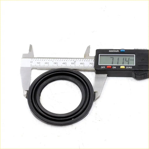 Black rubber gasket measured 71.14 mm with digital caliper from disc brake seal kit for toyota hilux 4wd 2004-2015