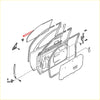Exploded view diagram of a car door panel assembly showing door belt moulding for toyota hilux 1988-1997 back side