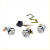 Set of three silver car door and fuel lid lock cylinders with keys and brackets for toyota hilux 1972-1978