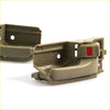 Tan plastic door handle bezel with red button on latch back side for toyota hilux sr5 2005-2015