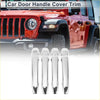Set of four chrome finished door handle cover trims in silver tone designed for jeep models