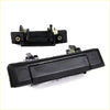 Black plastic door handle with metallic spring and gold screws for toyota hilux mark4 1979-1983 back side view