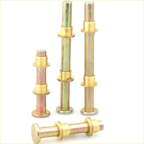 Gold-colored door hinge pin brass bushes with threaded ends and brass collars for nissan datsun 720 ute 1980-1986
