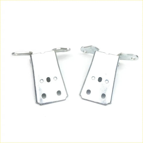 Silver metal door hinge brackets with sleek industrial design and four pre-drilled holes for ford ltd mercury 83-86