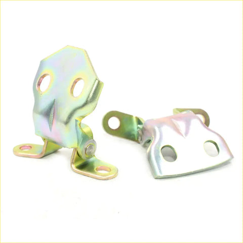Shiny metallic door hinge brackets with iridescent rainbow finish for front right Toyota Hilux 4Runner 1983-1991