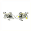 Silver metal door lock actuators latch with white plastic parts and yellow knobs for mazda bravo b series 1998-2006 back side