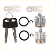 Silver and black metal door lock cylinder set with matching keys for ford f350 f150 f250 super duty trucks