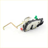Black and silver door lock latch for Toyota Hilux 1997-2005 with gold-colored lever handle back side view
