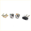 Two chrome door lock cylinders with keys and brackets for toyota hilux rn20-rn27 1972-1978 use
